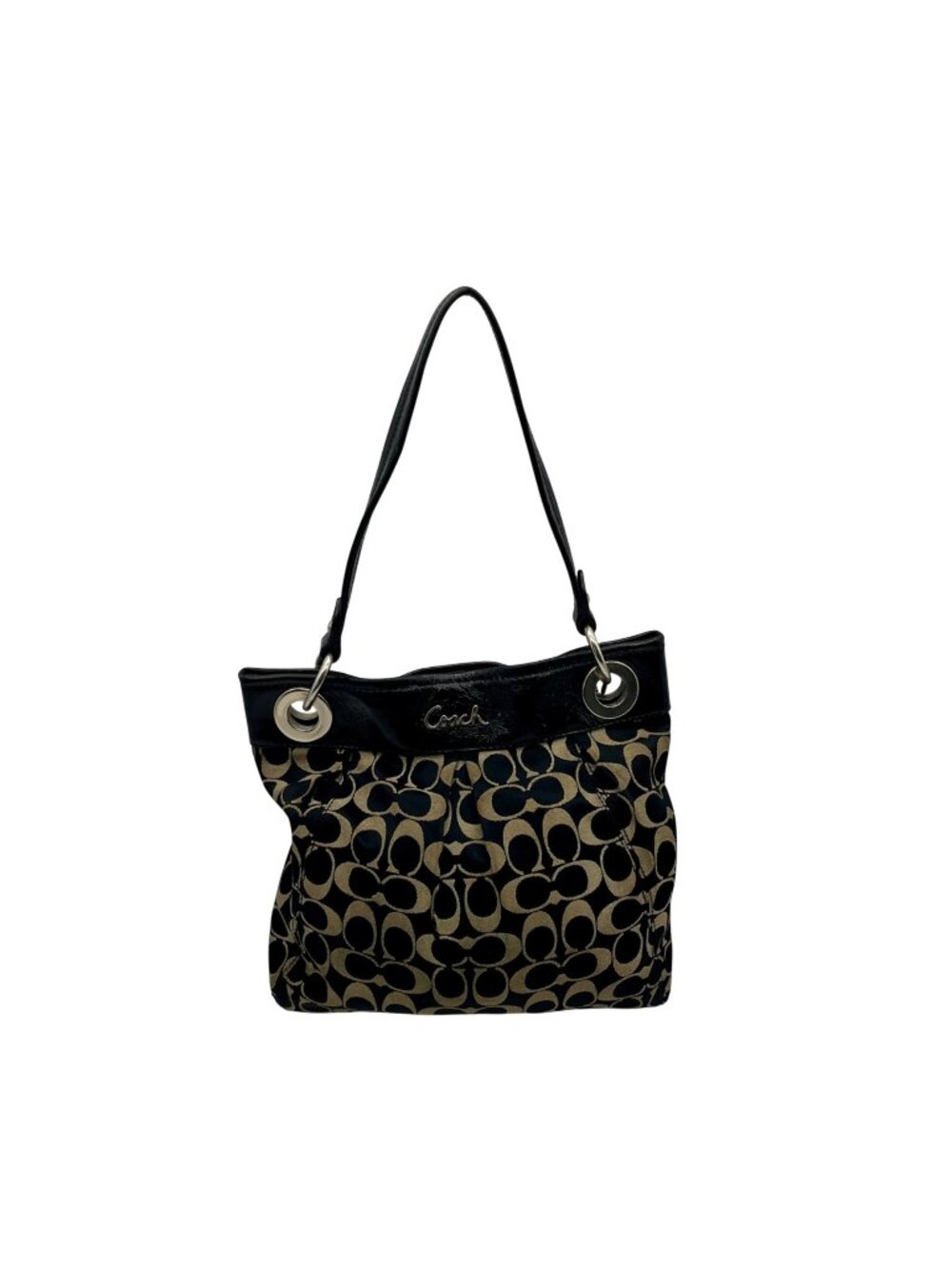 Coach Black & Grey Signature Logo Shoulder Bag